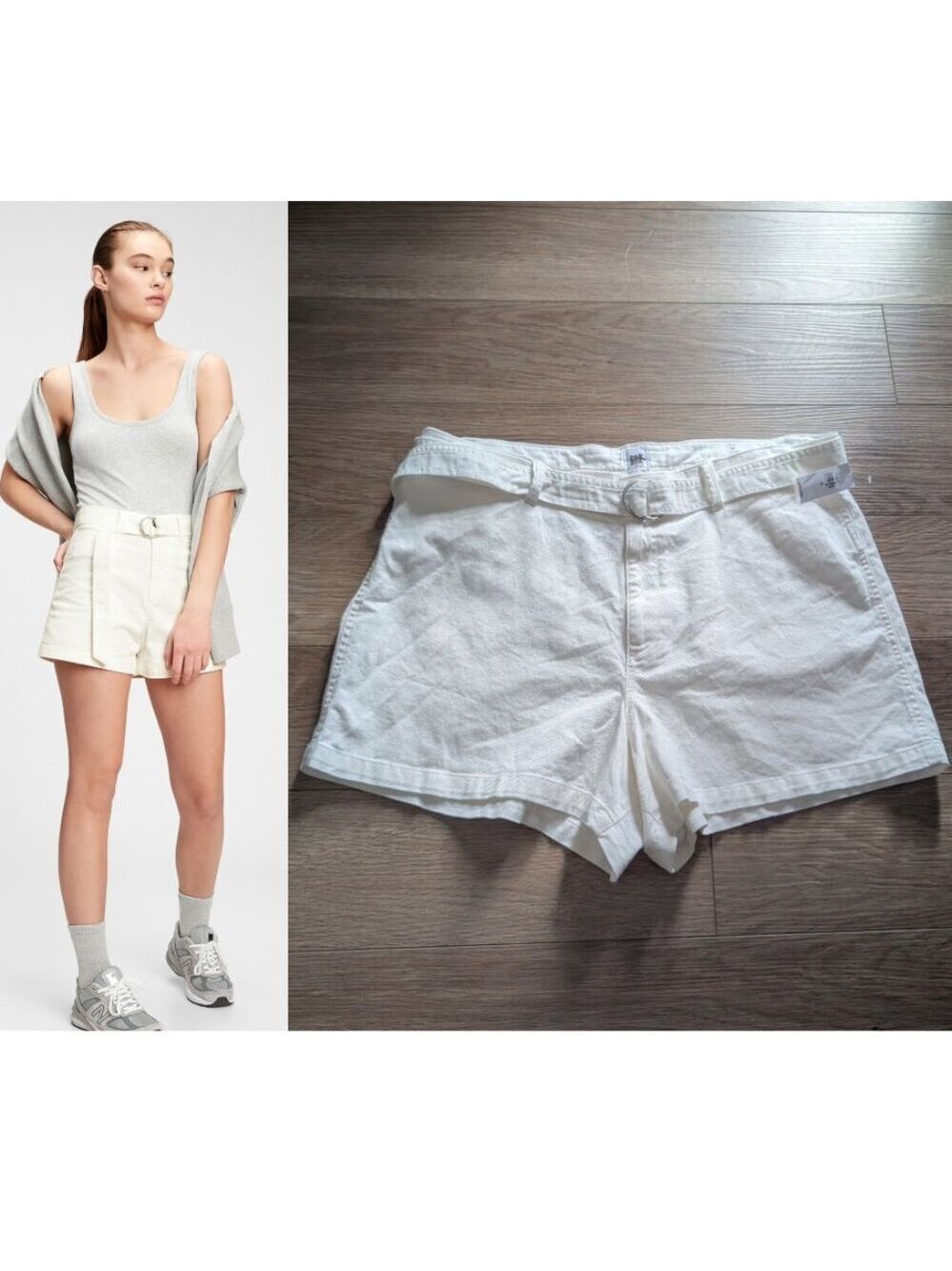 Gap | 4" High Rise Belted Shorts In Milk White